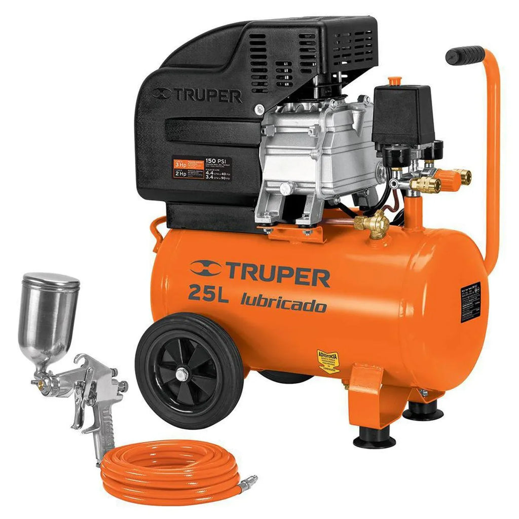 Kit Compresor 25 Litros Manguera y Pistola 3 Hp